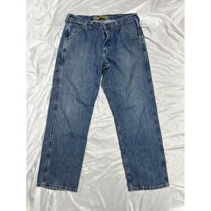 Vintage 90's Lee Dungarees Carpenter Jeans Y2K Relaxed Baggy Fit Med Wash 34x30
